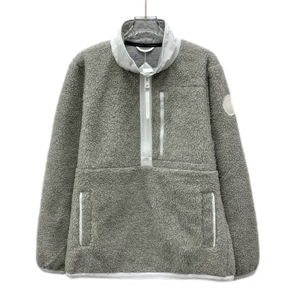 DM0078 Canada Goose Grey Green Logo Patch Sheep Wool Half Zip Long Sleeve Sweats - Picture 1 of 8
